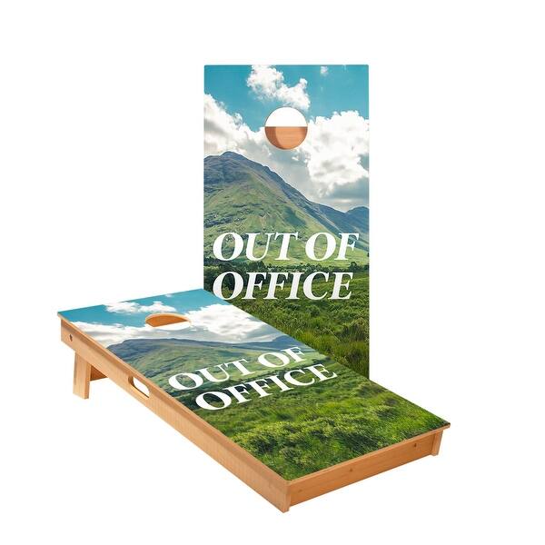slide 2 of 5, Out Of Office Cornhole Boards NO Bags - Add Board Lights