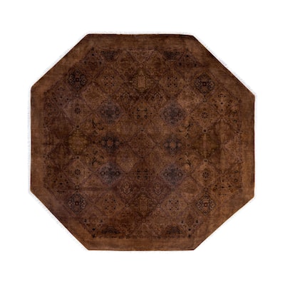 Overdyed One-of-a-Kind Hand-Knotted Octagon Area Rug - Brown - 8' 1" x 8' 1"