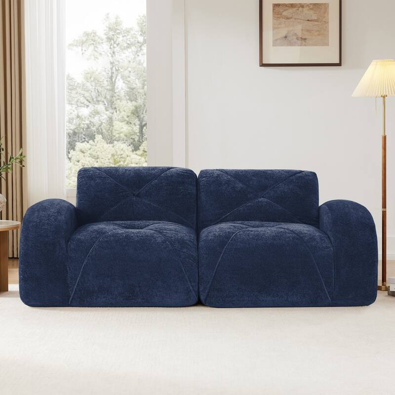 Rossetta 2-Seater Elegant Boneless Design Modular Velvet Fabric Tufted Sofa with Anti-Slip Base, No Assembly Required