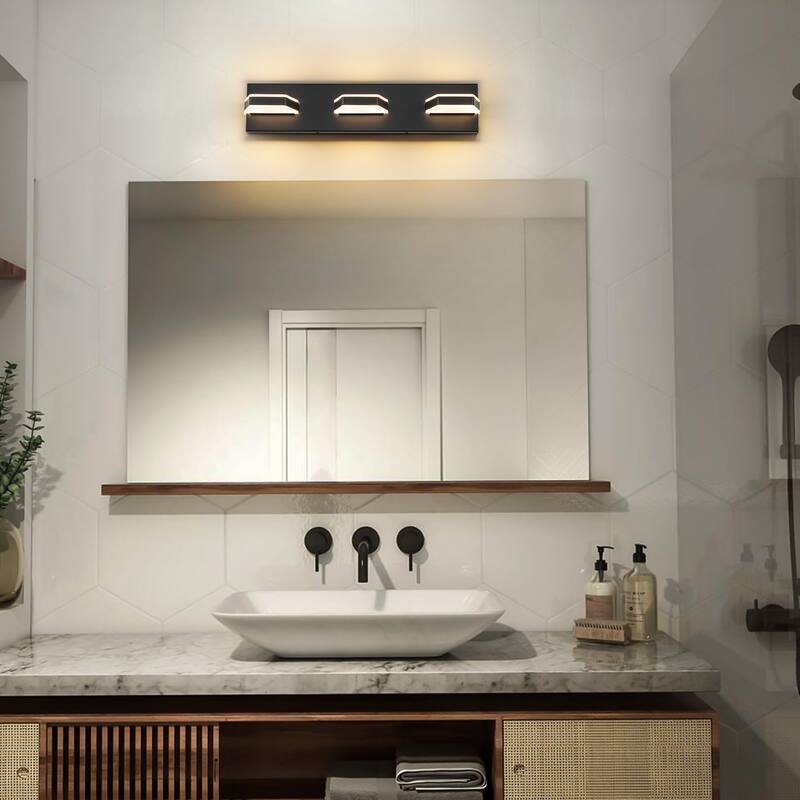 3-Light Modern Rectangular Dimmable LED Bathroom Vanity Light