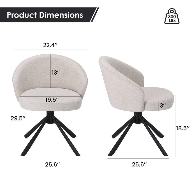 Set of 2 Swivel Upholstered Dining Chairs