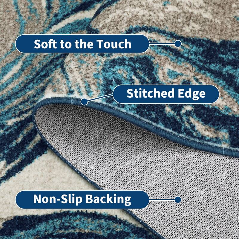 Washable Area Rugs for Living Room, Soft Modern Abstract Rug Non Slip Low Profile Carpets for Bedroom Dining Room