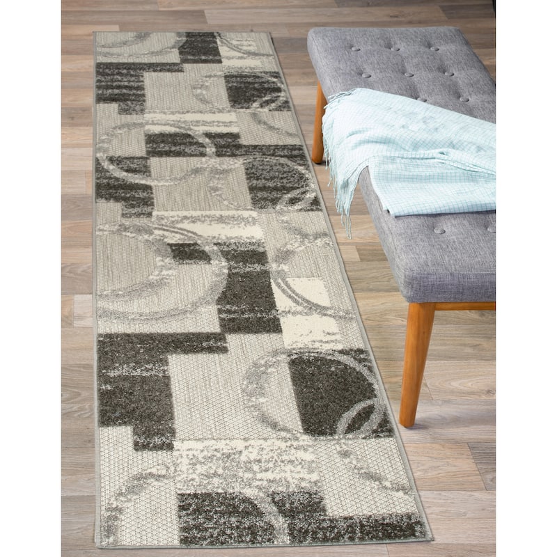 World Rug Gallery Modern Boxes Abstract Indoor/Outdoor Area Rug