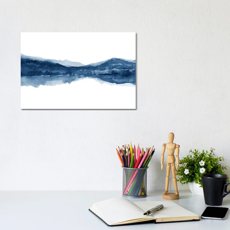 iCanvas "Watercolor Landscape X - Navy Blue" by Nouveau Prints Canvas Print - 8x12x0.75