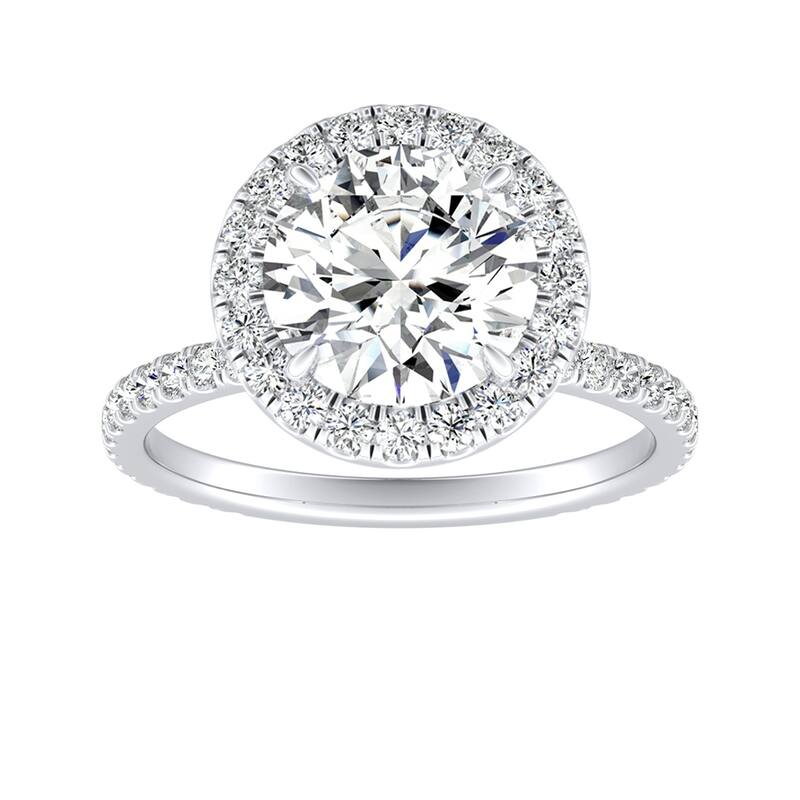Auriya 14k Gold 1 1/2ctw Moissanite Halo Diamond Engagement Ring 5/8ct TDW - White - 5.5