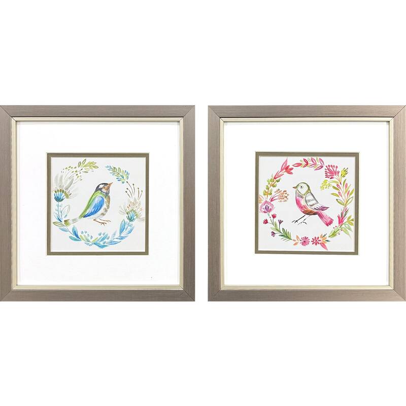 Paragon Blue Bird Red Bird Framed Art - Set of 2