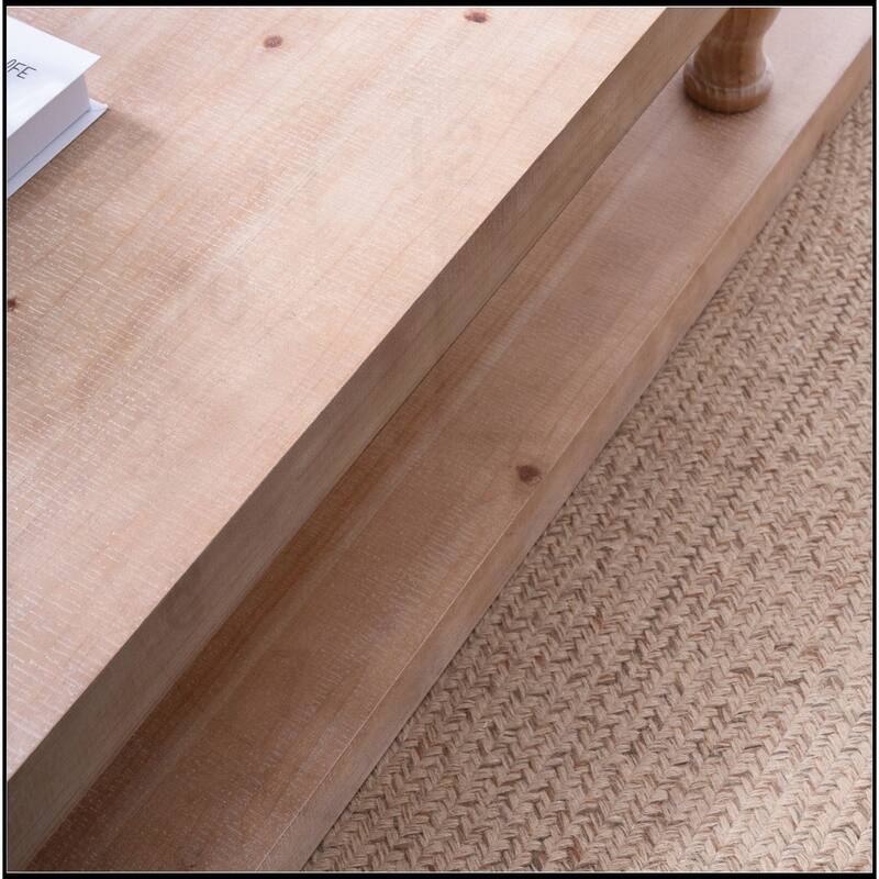 47" Rustic Solid Wood Coffee Table with Open Shelf