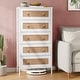 preview thumbnail 21 of 32, 5-Drawer Chest Dresser Closet PE Wicker Rattan Storage Tower Organizer 1-piece, White