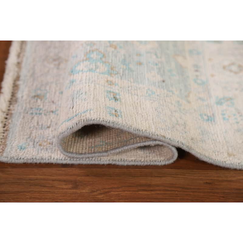 Hand Knotted Oriental 100% Wool Carpet Transitional Medallion Navy Blue & Blues Oushak Area Rug - 3' 0'' X 2' 0''