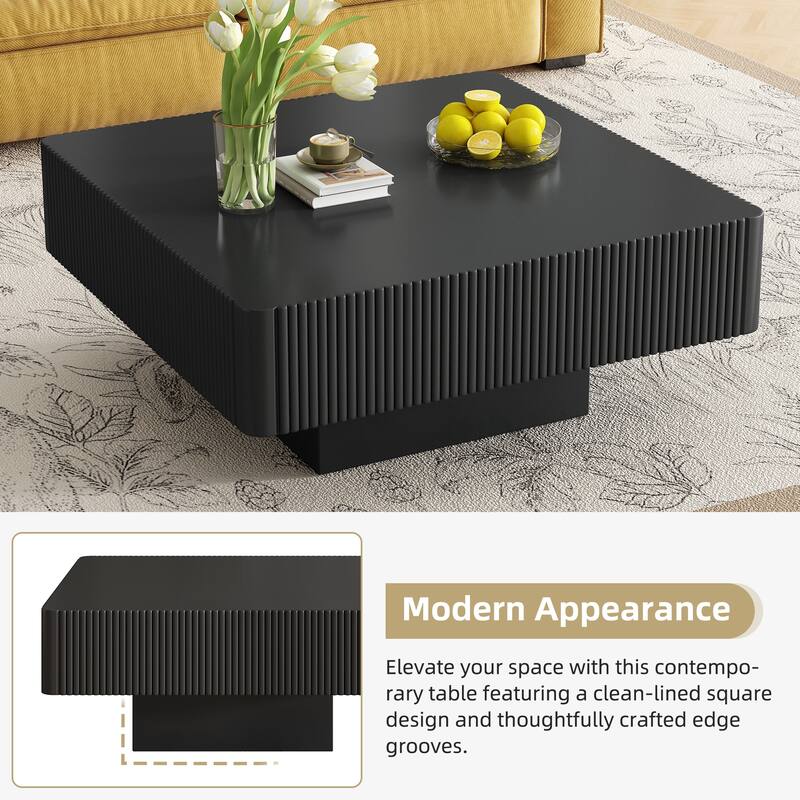 Modern Round Drum Coffee Table with Sturdy Base