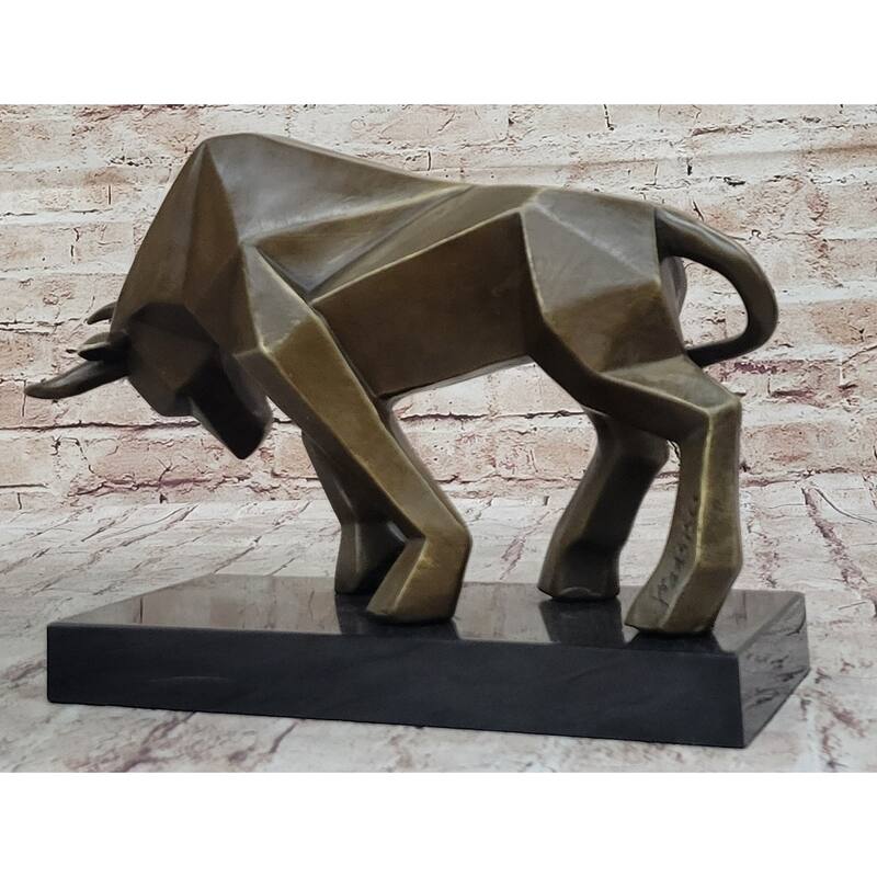 Geometric Abstract Modern Art Bronze Imitative Bull Sculpture Statue Original Signed Fransisci