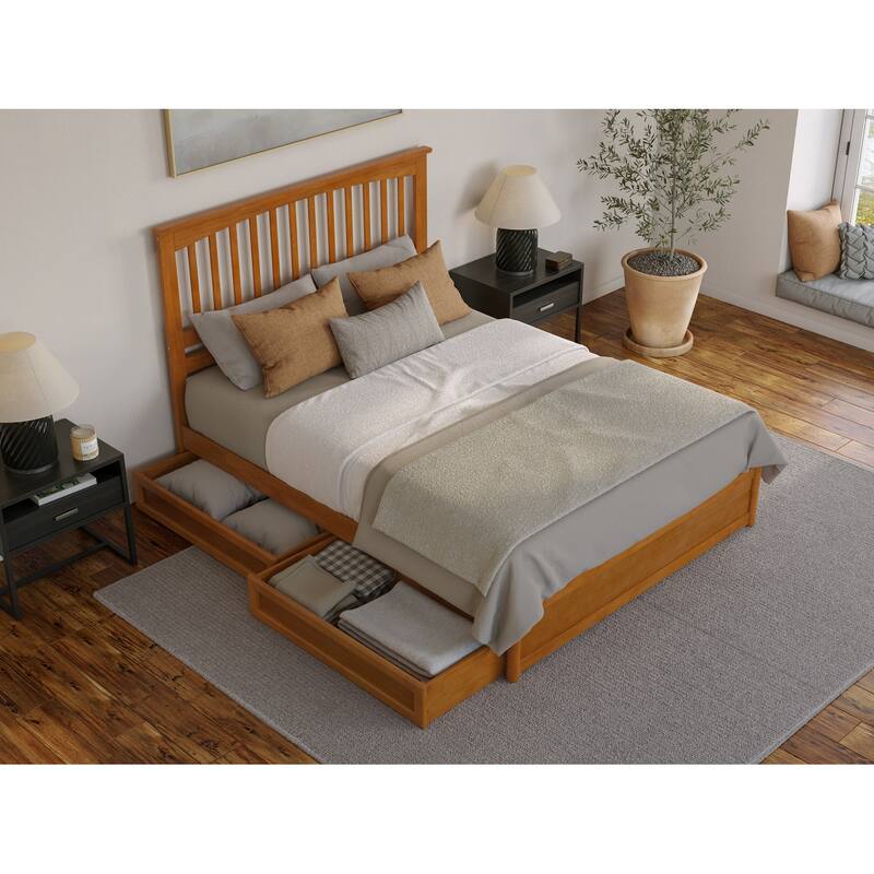 Everett Platform Bed with Panel Footboard and Storage Drawers