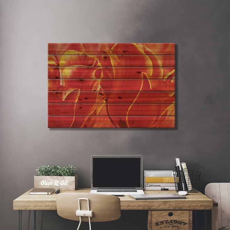 Party Tulip II Print On Wood by Yvonne Poelstra-Holzhaus - Multi-Color