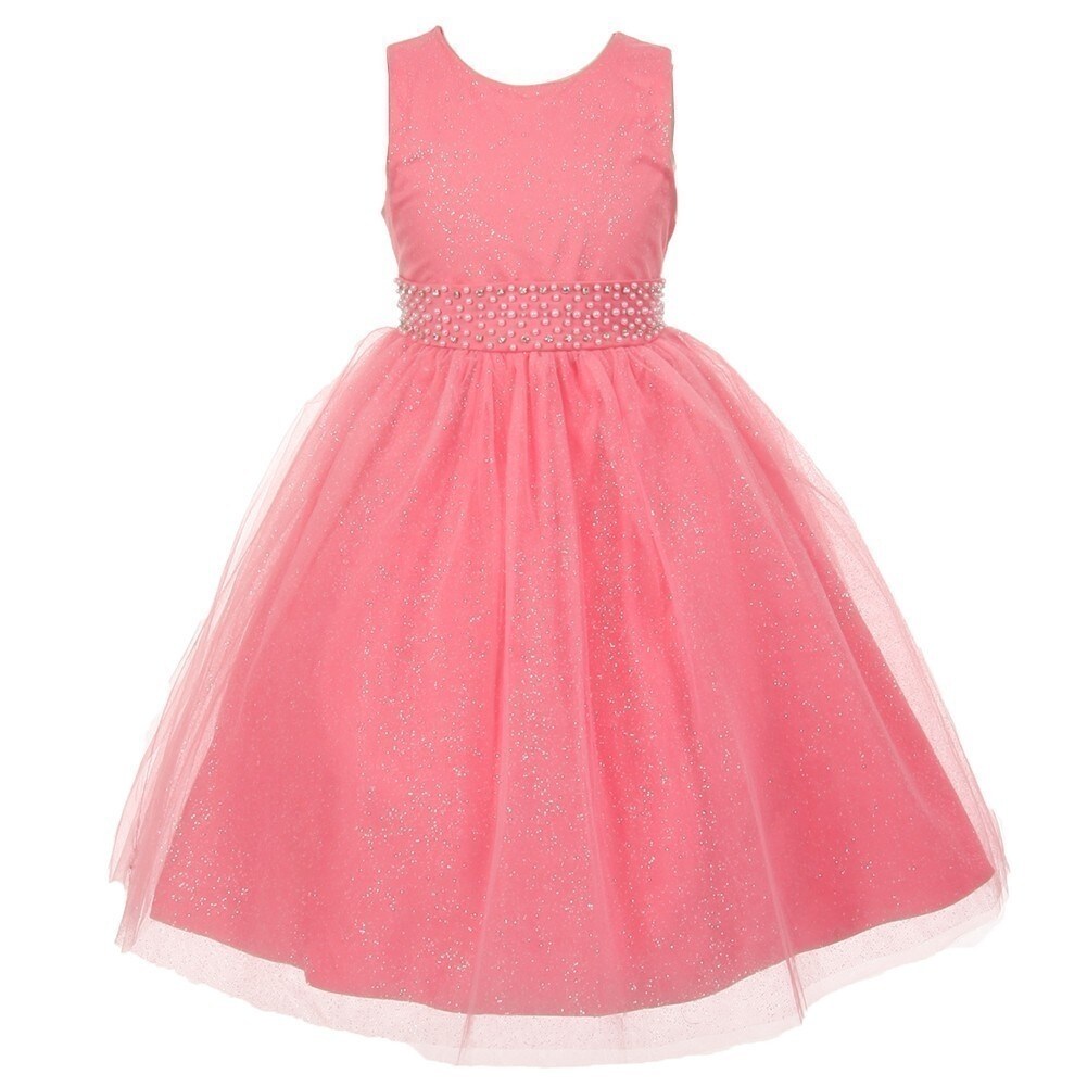 Shop The Rain Kids Little Girls Coral Sparkly Tulle Pearls