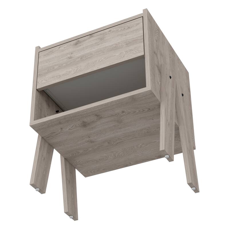 22inch Light Gray Nightstand with One Drawer and Open Shelf