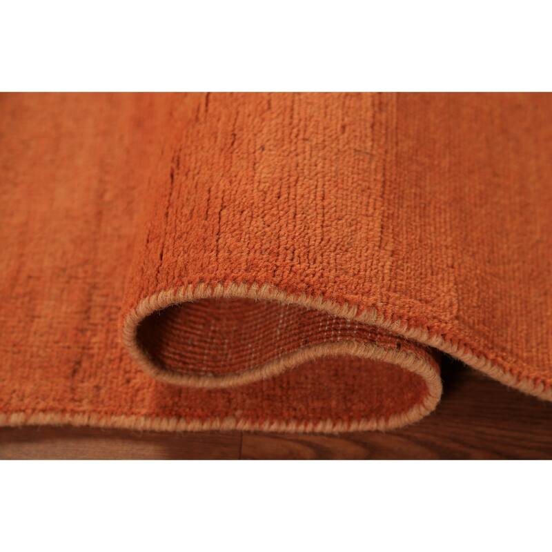 Orange Gabbeh Modern Rug Hand-Knotted Oriental Wool Carpet - 2'9" x 4'3"