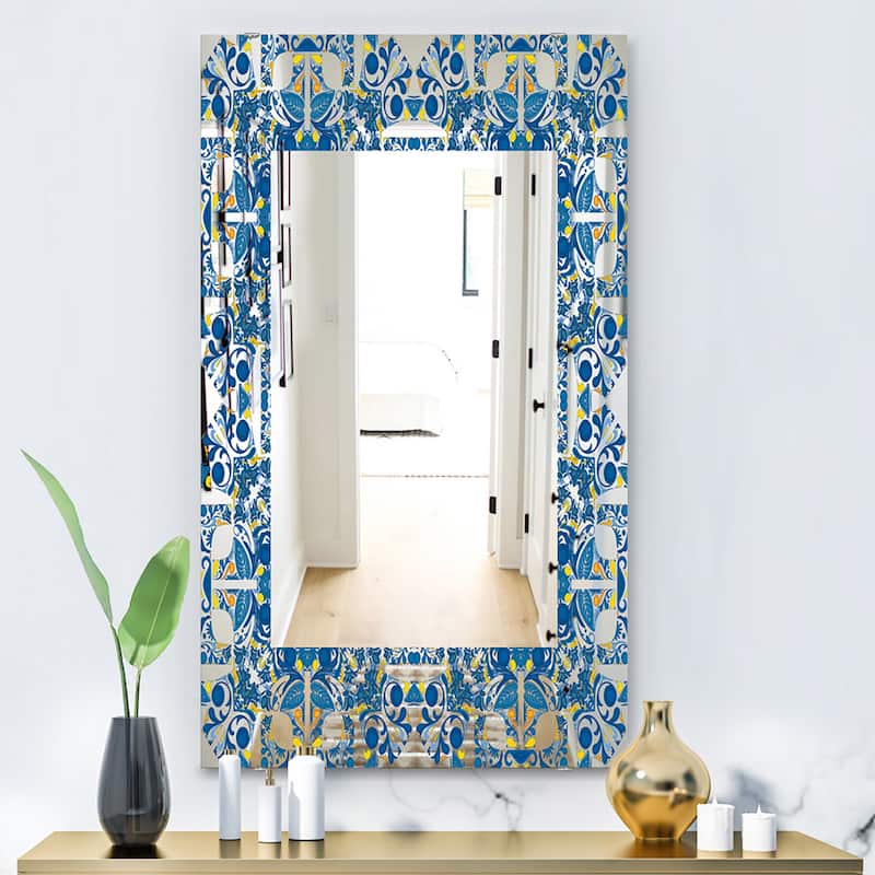 Designart 'Portuguese Tiles' Mid-Century Mirror - Frameless Printed Wall Mirror