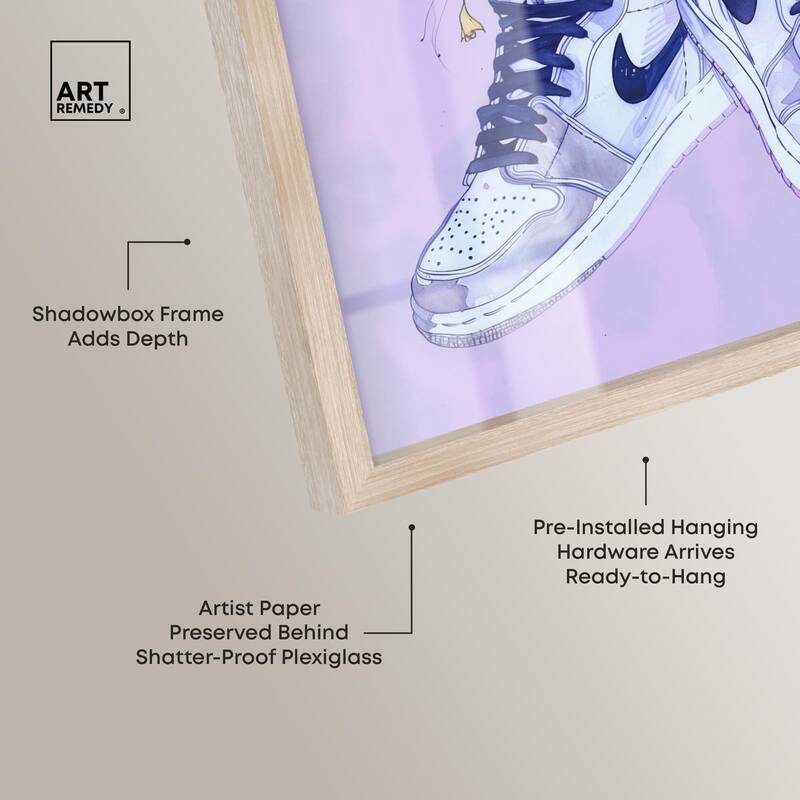 Lilac Floral Bloom Sneakers Shadowbox by Art Remedy