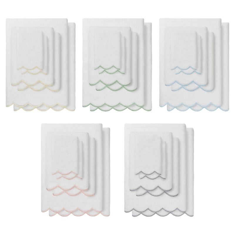 Authentic Hotel and Spa 100% Turkish Cotton ADORNIA Scallop Towel Set