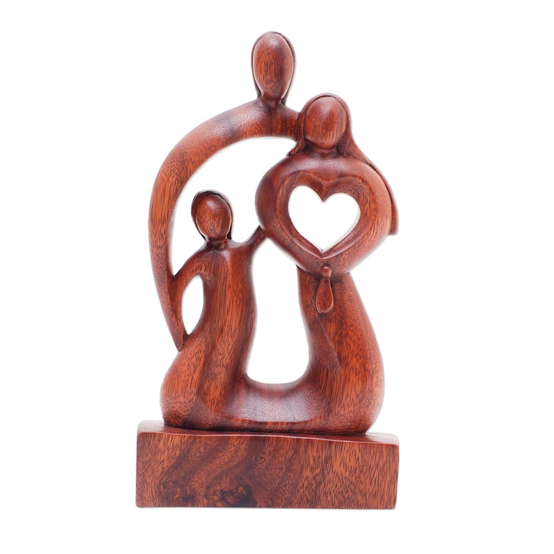 Novica Handmade Modern Family Wood Sculpture