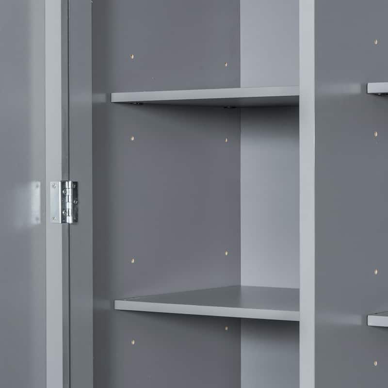 75" Farmhouse Kitchen Pantry Cabinet with Door Shelves, Large Freestanding Cupboard with Pull-Out Trays