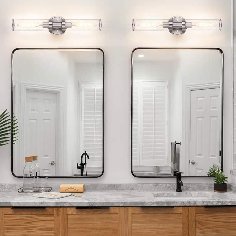 2 light vanity light nickel hallway light glass, metal wall light