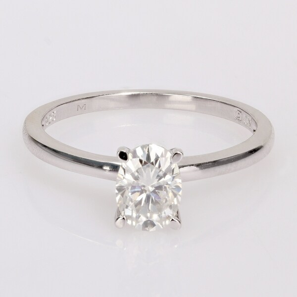 Miadora Sterling Silver 1ct TGW Oval-cut Created Moissanite Solitaire Engagement Ring. Opens flyout.