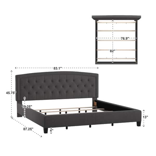 dimension image slide 0 of 3, Fontana Adjustable Diamond-tufted Arched Back Bed by iNSPIRE Q Classic