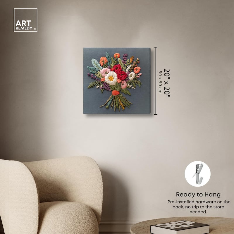 Stitched Bloom Bouquet I Canvas by Art Remedy, Gallery Wrapped