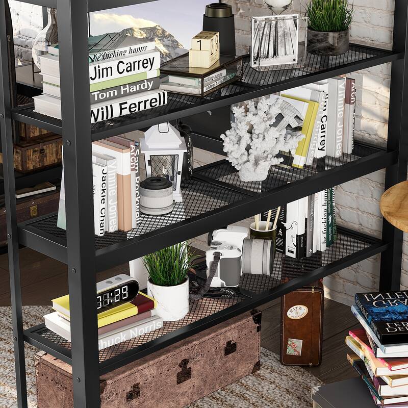 Queen Size Metal Loft Bed with Integrated Desk and Clothes Hanging Rod, Space-Saving Design No Box Spring Needed