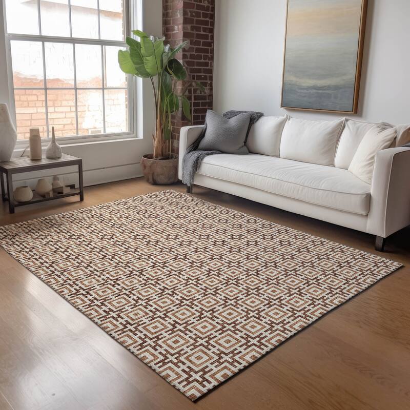 Premium Washable Super Soft Modern Mosaic Mayfield Rug - Paprika - 10' x 14' - Rectangle
