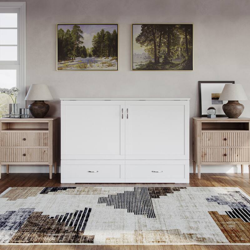 AFI Raleigh Queen Solid Wood Murphy Bed Chest with Mattress