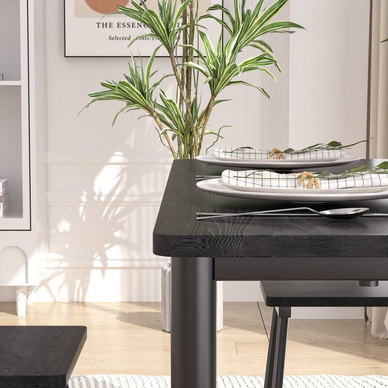 VECELO 5 Piece Dining Table Set with 4 Stools for Breakfast Nook