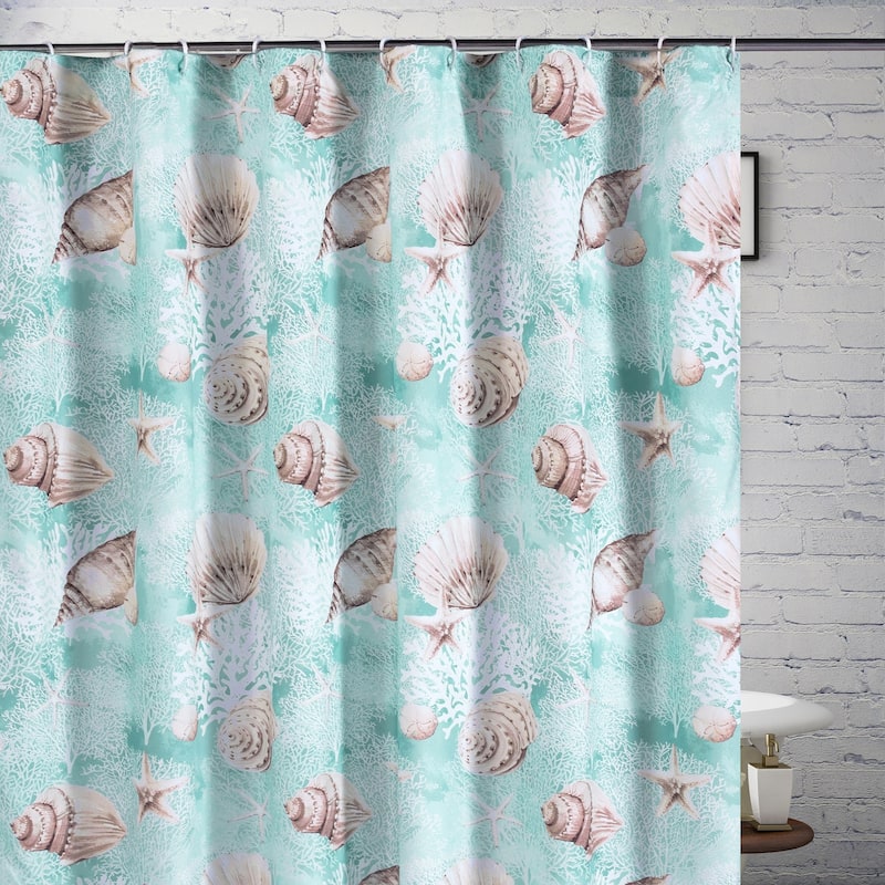 Barefoot Bungalow Ocean Turquoise Shower Curtain
