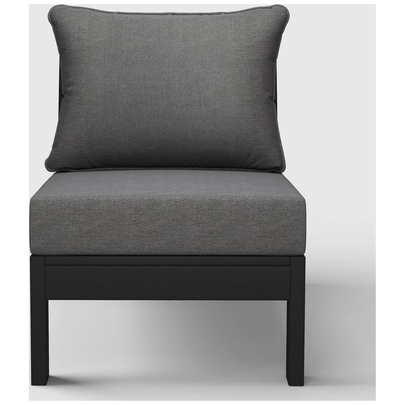 Birchwood All Weather HDPE Outdoor Patio Deep Seating Black Armless Chair With Cushions (1-Piece)