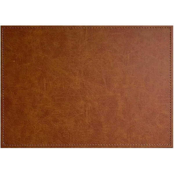 slide 2 of 6, Luxurious Vegan Faux Leather Placemats, Set of 4, Look and Feel of Genuine Leather Infused with Copper, Wipes Clean (Caramel) Set of 4 - Caramel