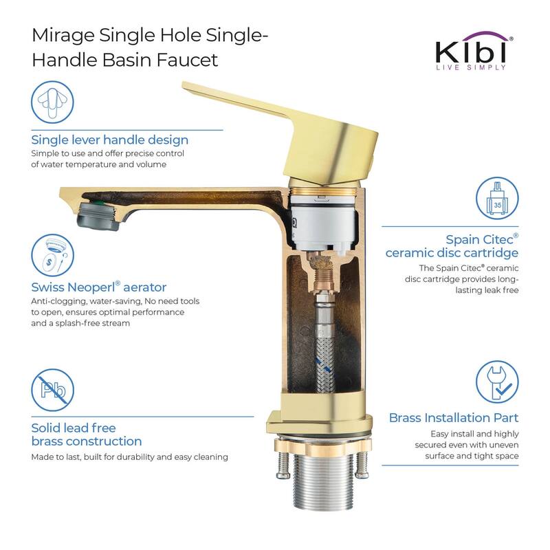 Lead-free Solid Brass Single Handle Bathroom Vanity Faucet with Hose
