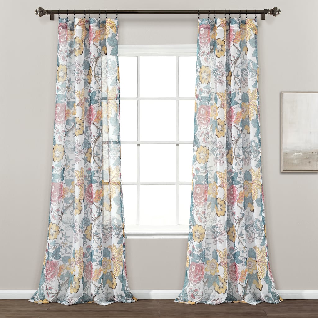 Lush Decor Sydney Sheer Window Curtain Panel Pair - 84" x 52"