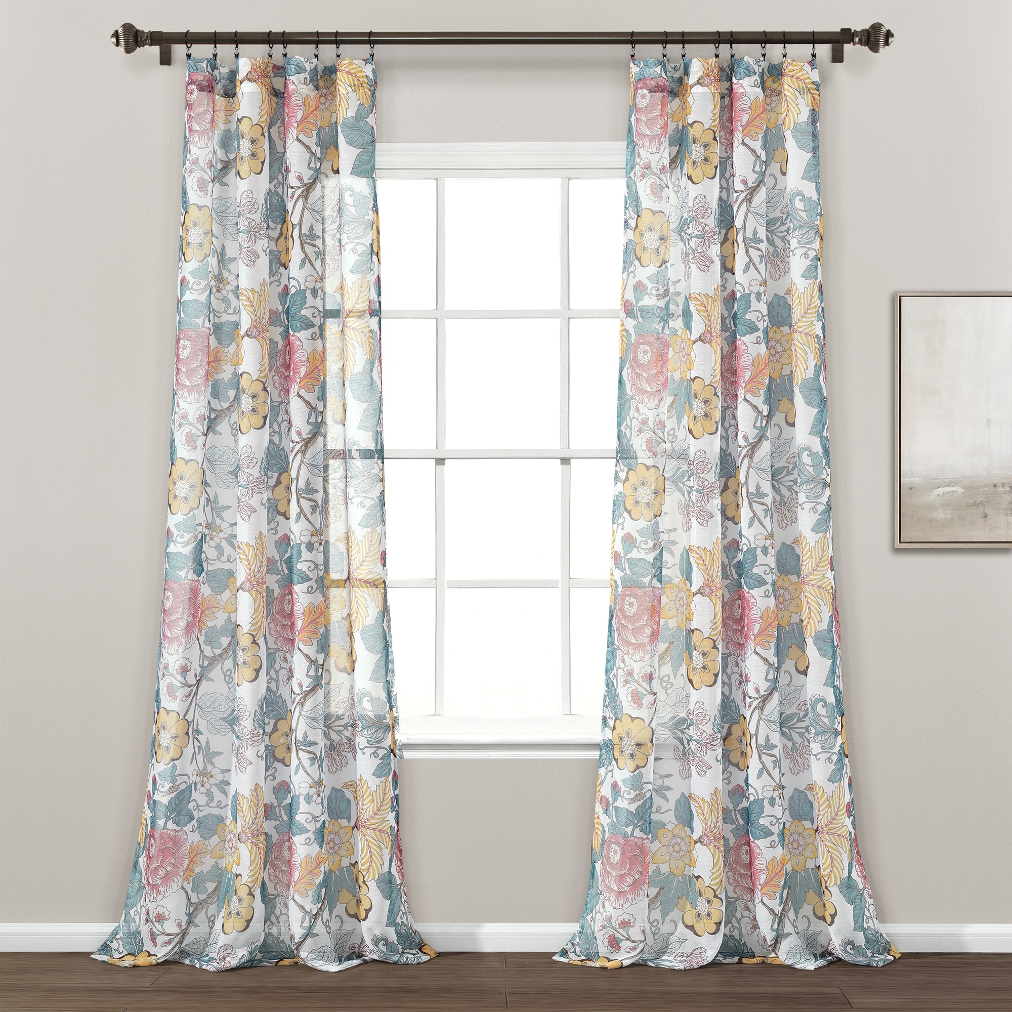 Lush Decor Sydney Sheer Window Curtain Panel Pair - 84" x 52"