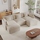 preview thumbnail 44 of 162, Cloud Chenille Upholstered Modular Sectional Sofa with DIY Combination Design Beige 3-Seater Sofa+Ottomans*2