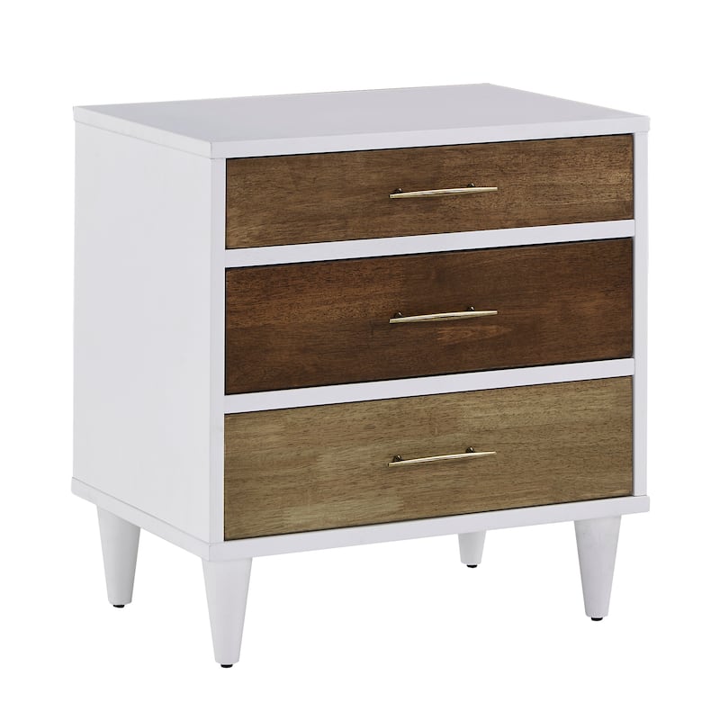 Prudence White and Natural Finish 3-Drawer Nightstand from iNSPIRE Q Modern