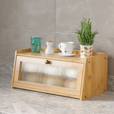 Wooden Bread Box for Kitchen Counter-Large Capacity Bread Storage Container Bread Holder