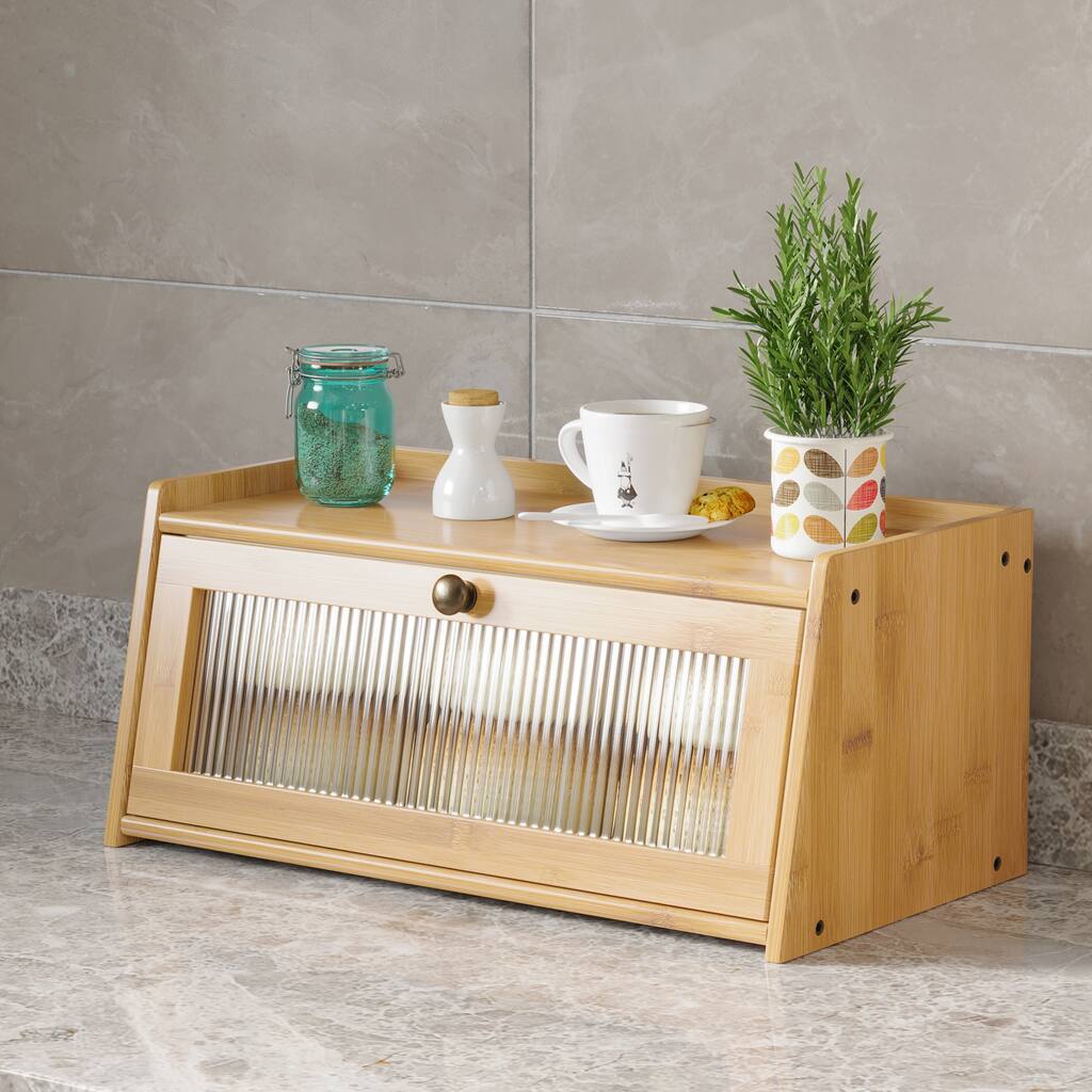 Wooden Bread Box Large Capacity Kitchen Storage Container Bread Holder