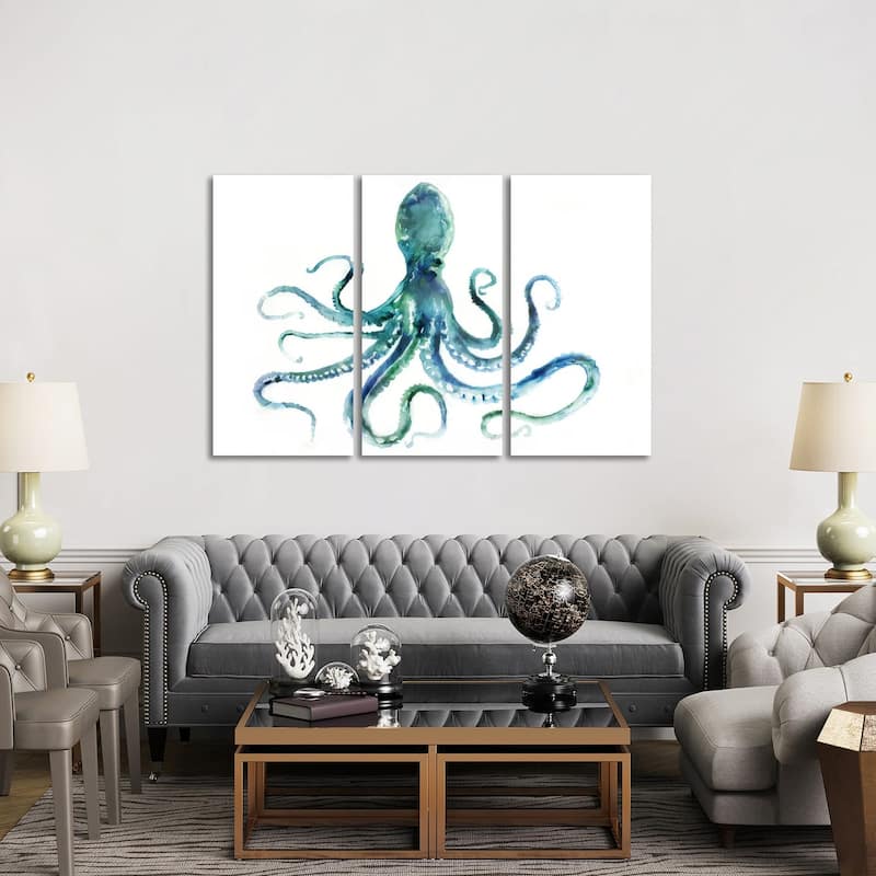 iCanvas "Octopus" by Edward Selkirk 3-Piece Canvas Wall Art Set - 40x60x1.5