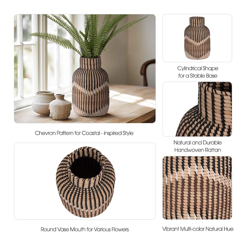 Sagebrook Home Rattan, 13"H Woven Vase, Multi, Natural Fiber Construction