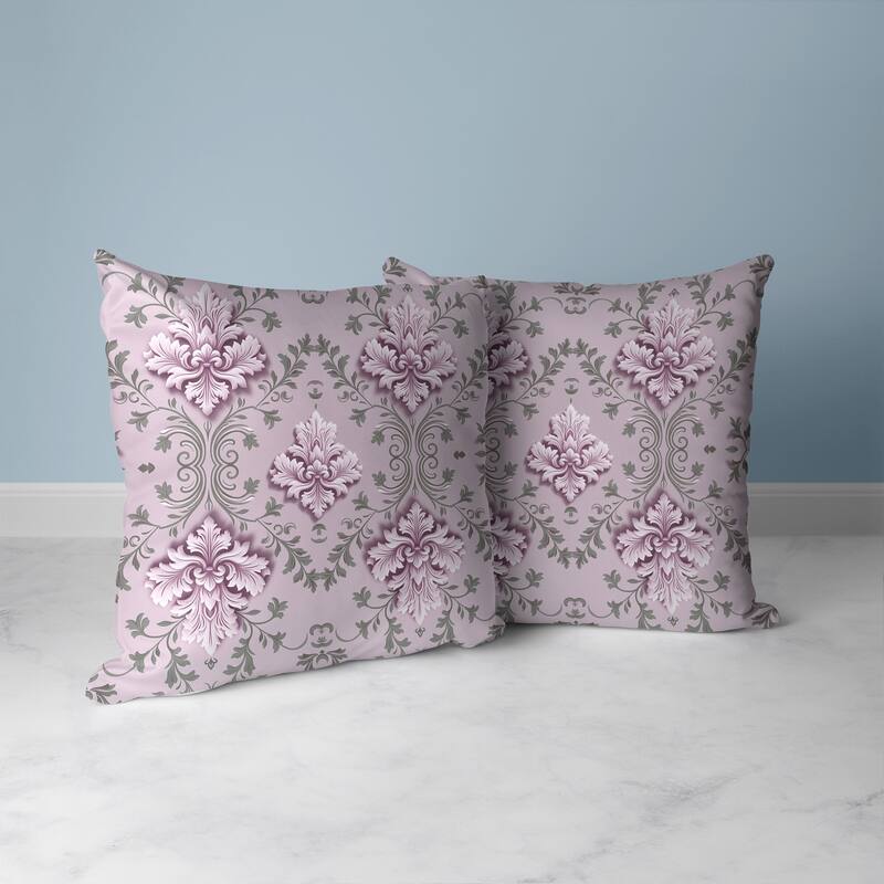 Art Deco Elegance Faux Suede Reversible Throw Pillow Pink and Grey