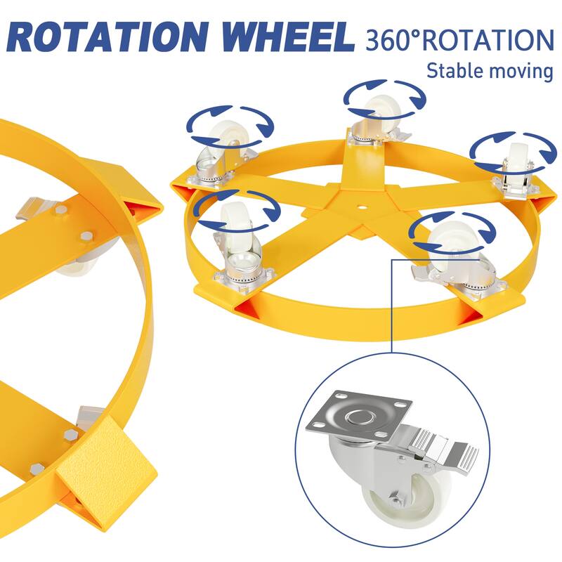 55 Gallon Drum Dolly, Heavy Duty Trash Can Dolly with Caster Wheels