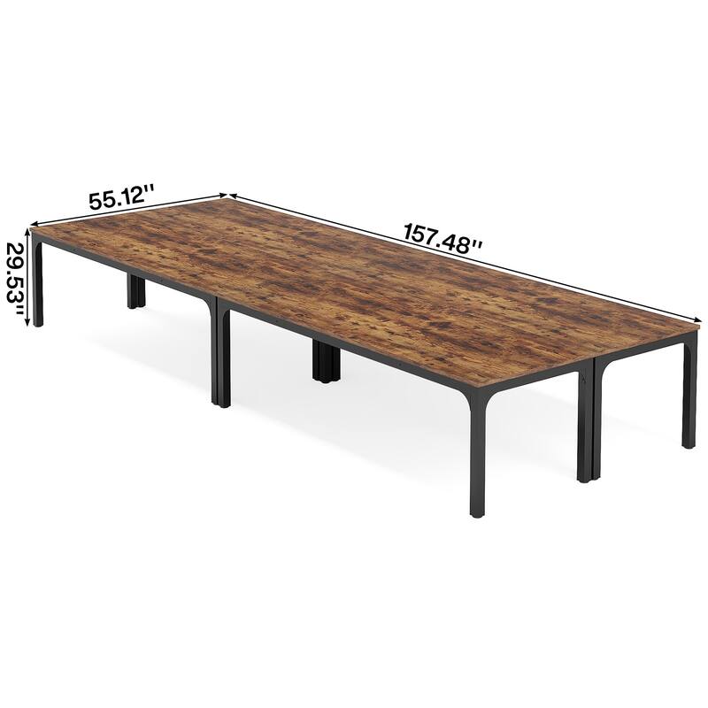 Long Conference Table Set of 4, 13FT Large Rectangle Meeting Seminar Table, 78.74-Inch Business Tables