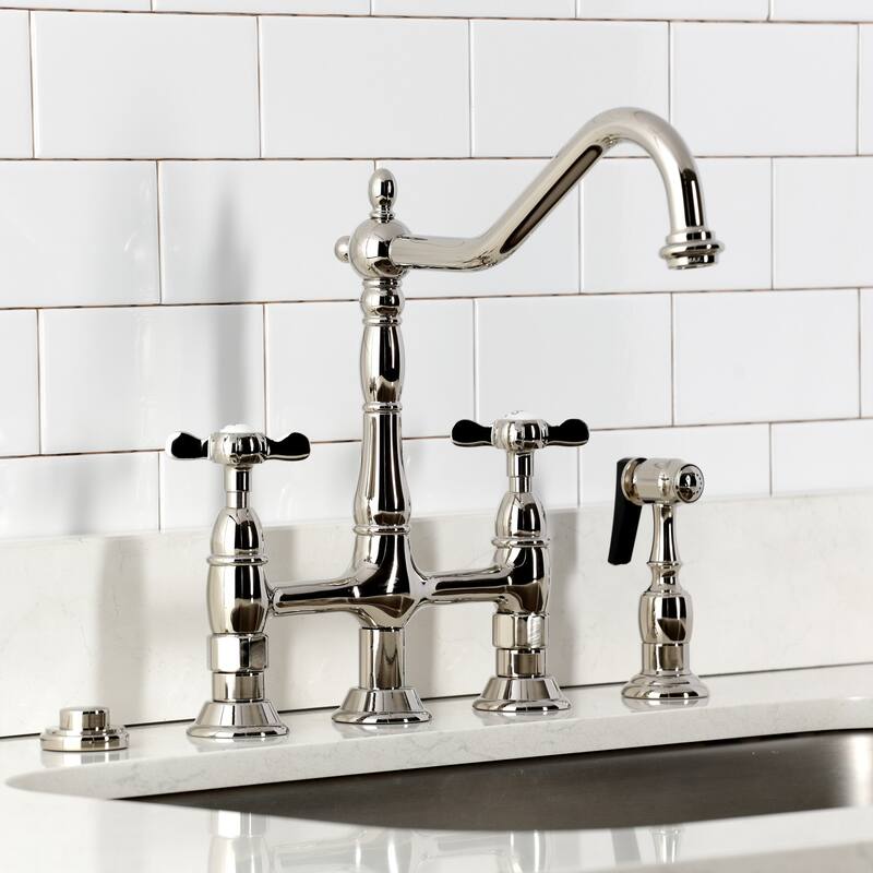 Kingston Brass Essex Bridge Kitchen Faucet with Brass Sprayer