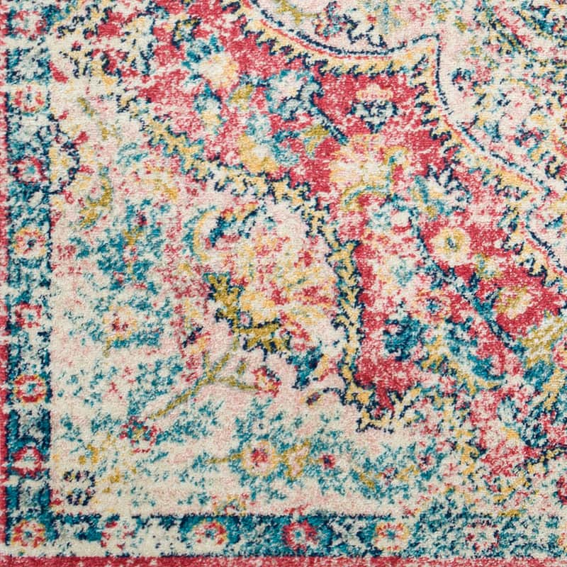 Livabliss Hal Vintage Boho Traditional Pink Medallion Area Rug